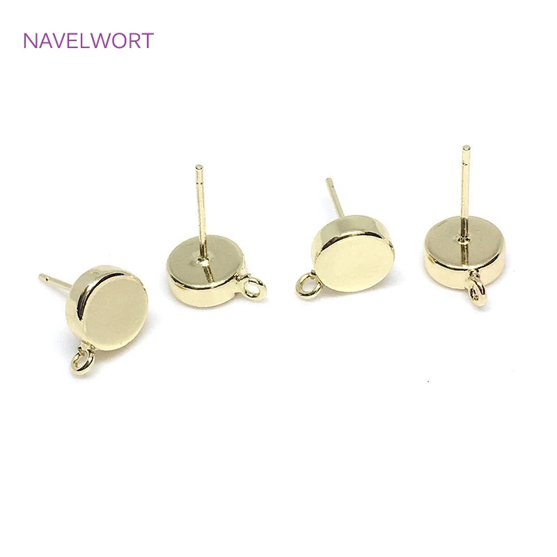 Supplies For DIY Earring Making,Brass Metal 14K Gold Plated Post Earring Fittings For Women Fashion Jewelry Making Components