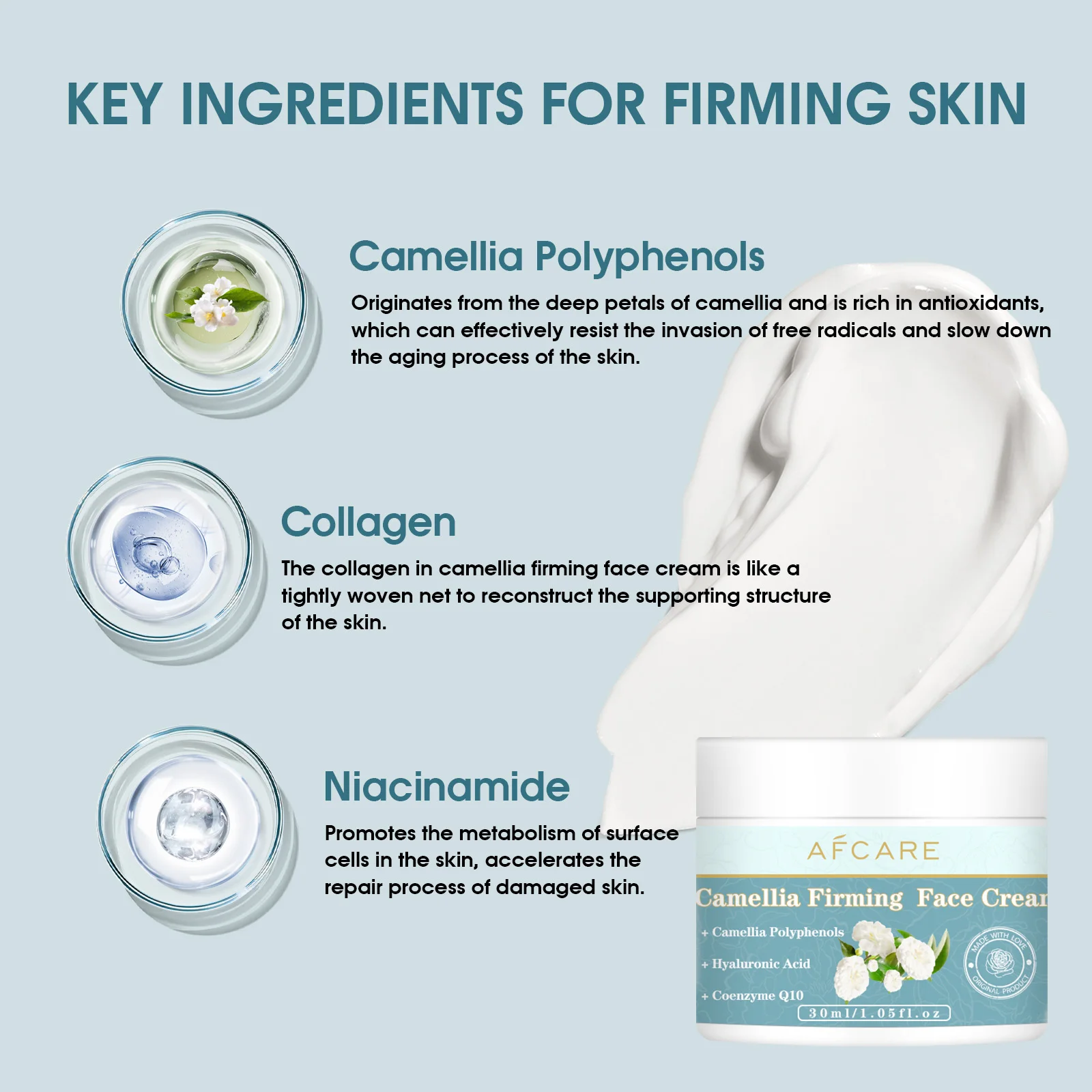 Camellia Face Cream Fade Fine Line Facial Essence Anti Wrinkle Moisturizer Cream Collagen Anti-aging Moisturizing Skincare