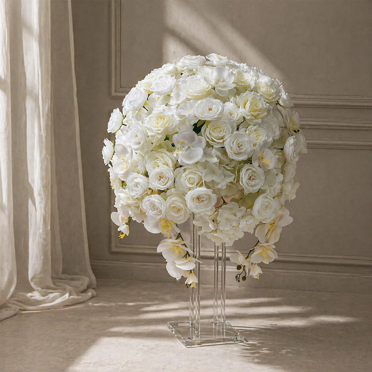 Simulation Phalaenopsis Rose Ball Western Wedding Table Decoration Table Flower Exhibition Hall Window