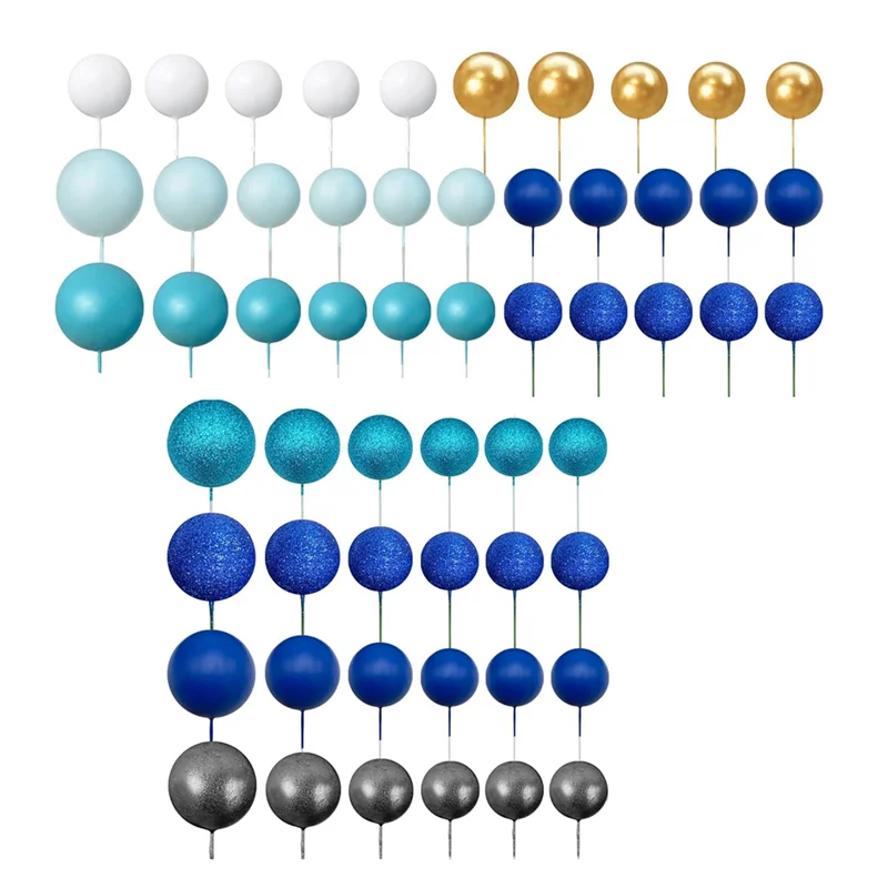 A59E-56 قطعة كعكة الكرة يختار الكرة على شكل كعكة توبر كرات اللؤلؤ كب كيك كعكة إدراج توبر لعيد ميلاد حفل زفاف