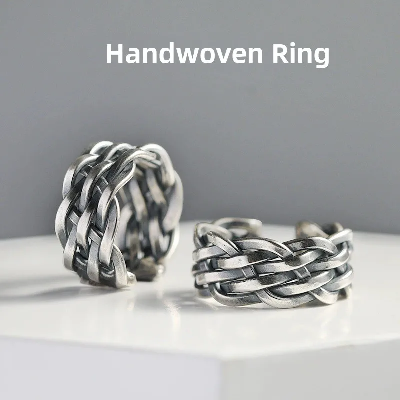 Handmade Braided Ring for Men Adjustable Open Design Dominant Style Vintage Look Single Man Ring Non-Customizable Fashion Jew...