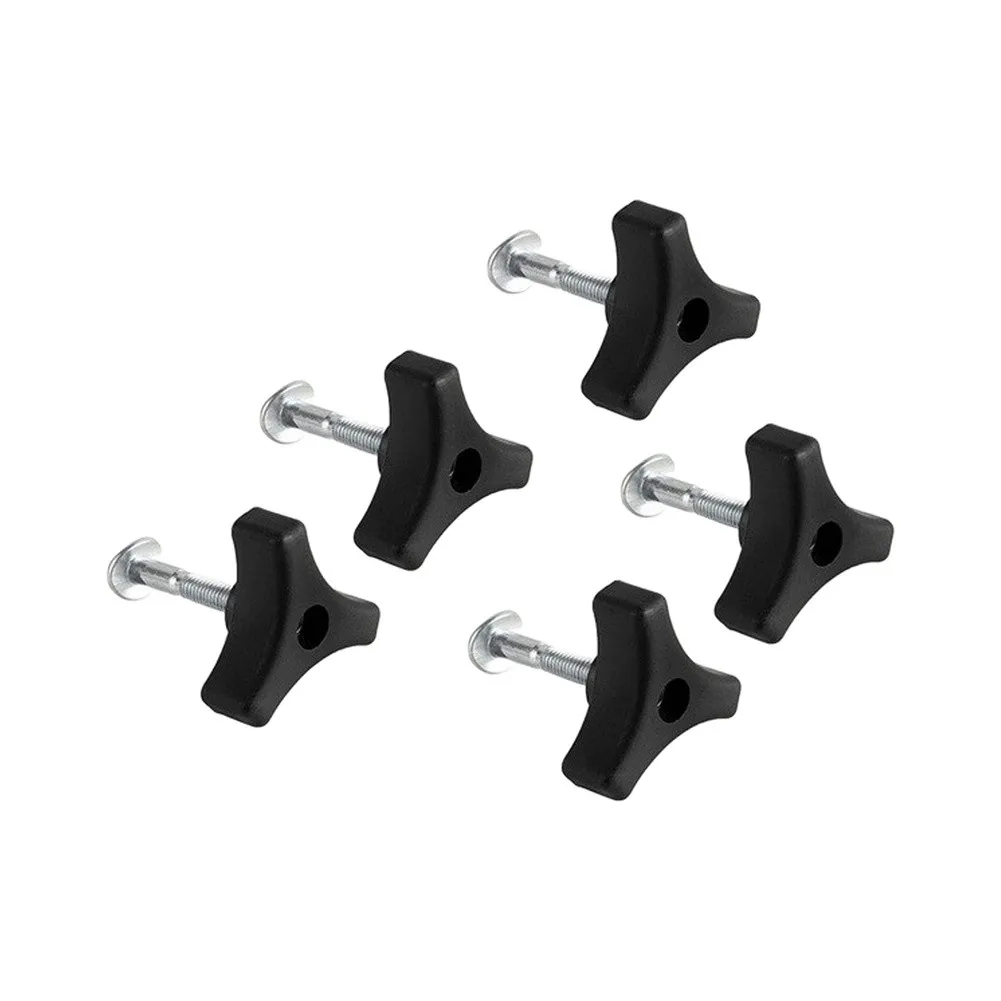 for Lawn Mower Triangular Handle Fastening Kit 5 pcs Black Plastic Knobs Galvanized Iron Bolts 7.74mm Diameter