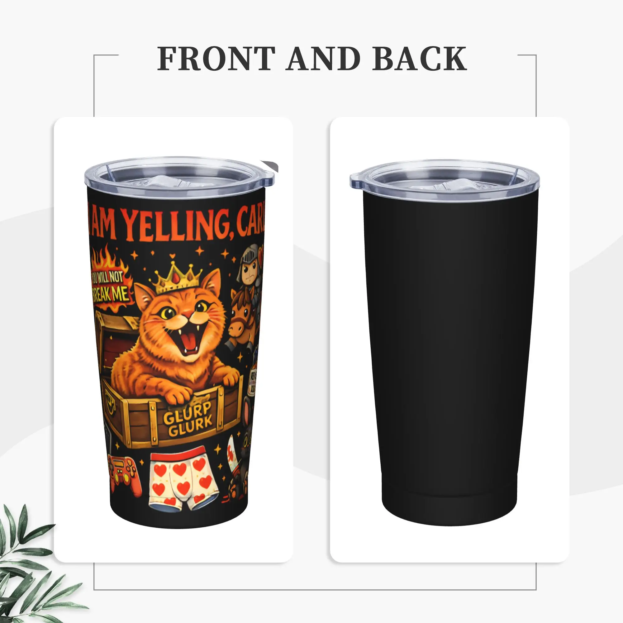 I Am Yelling Carl Donut Cat Meme Tumbler  Driving Large Capacity Mugs Cup Keep Heat Cold Drink Milk Tea Water Bottle