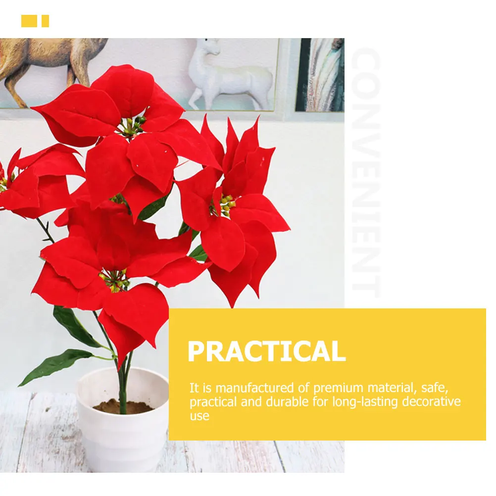 

3 Pcs Christmas Red Flower Decoration for Floral Ornaments Party Garlands Xmas Artificial Flowers Bouquet Crafts
