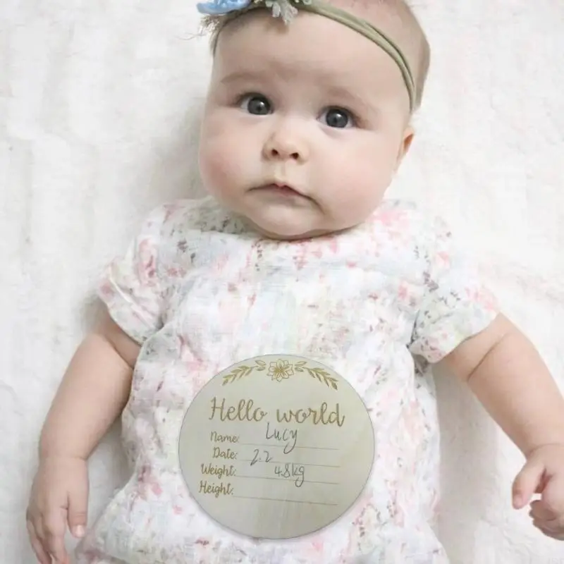 A5YC 木製マンスリーカード 赤ちゃん誕生お知らせカード 月サインカード ベビーマイルストーンカード プリントマイルストーンサークルディスク