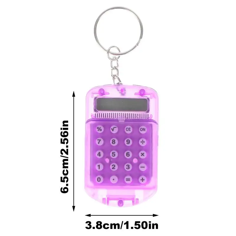 Pocket Calculator Mini 2-in-1 Tiny Electronic Portable Calculator Key Ring Candy-Colored Mini Digits Calculator Cute And