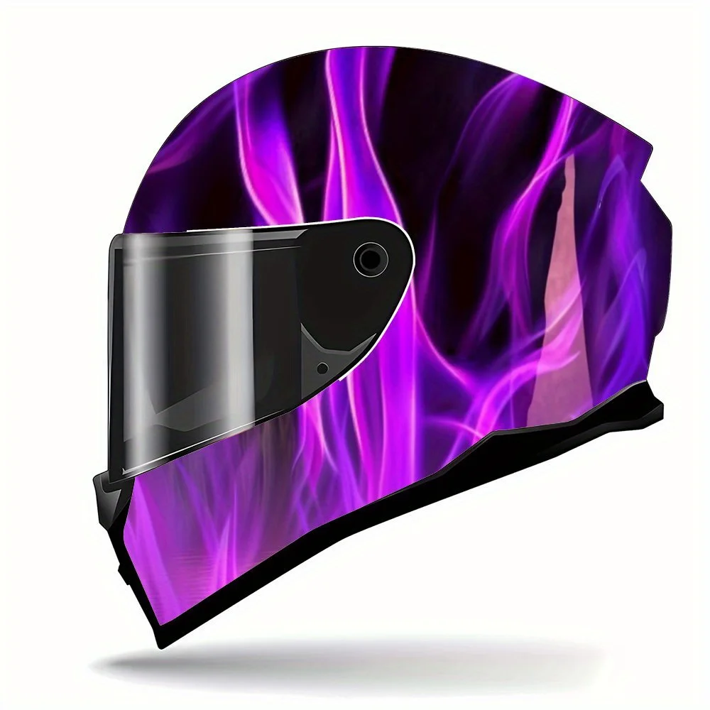 Burning Purple Flame Helmet Painting Sticker - Waterproof, Scratch Resistant PVC Patch for Motorcycle Racing Helmet, Artistic Ae view 3
