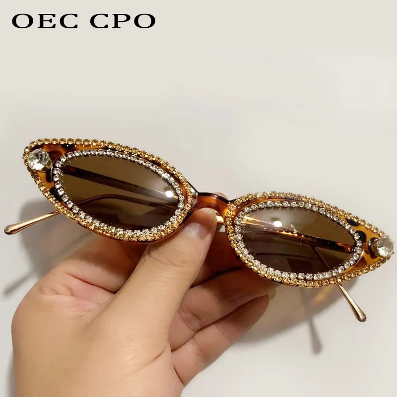 Unikalne diamentowe modne okulary przeciwsłoneczne damskie luksusowe Rhinestone okulary kocie oczy kobiece Trend mała ramka damskie okulary przeciwsłoneczne UV400