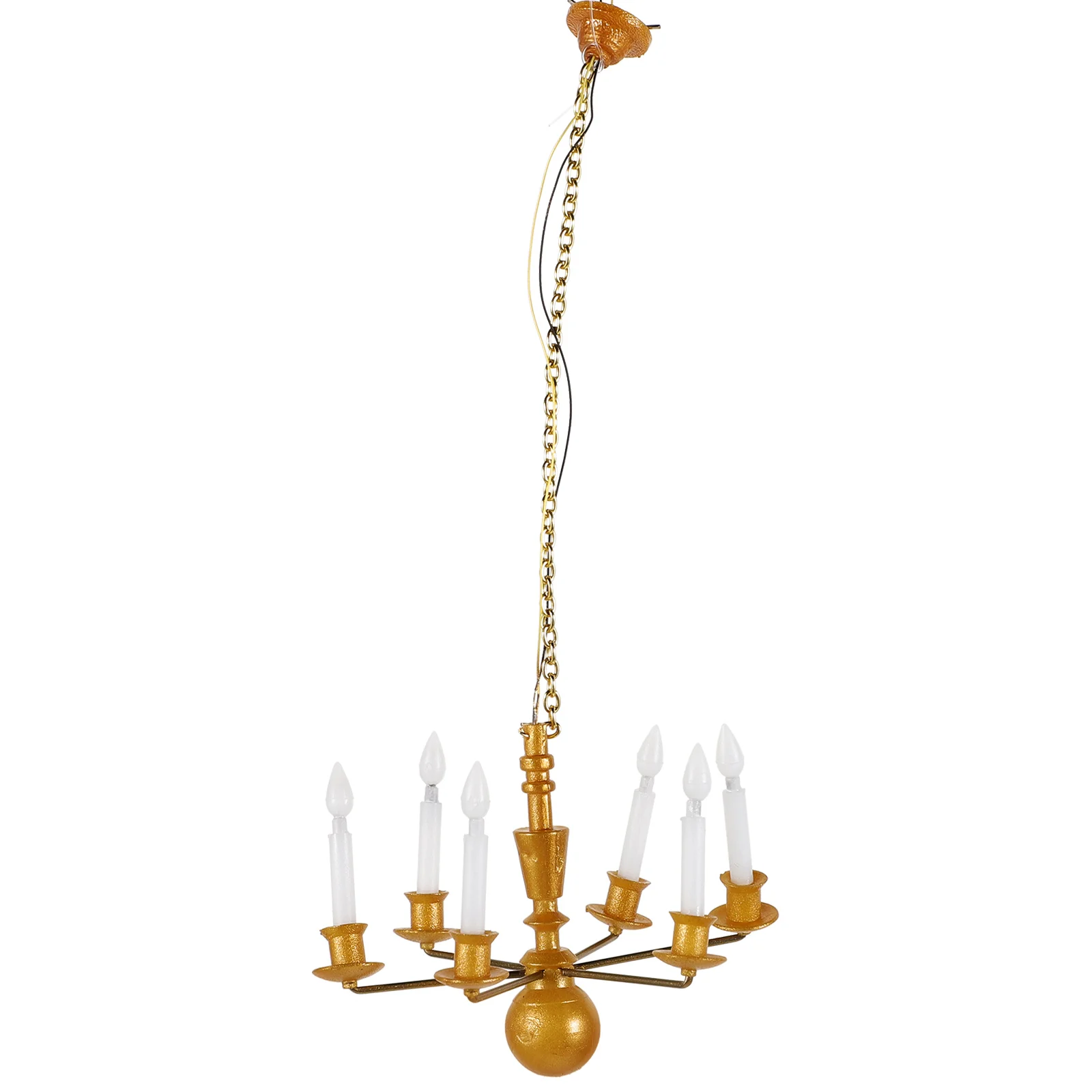 Model Chandelier Miniature Ornament LED Hanging Lamp Luminous Ceiling Decorative Simulation Abs Sand Table DIY Materials House
