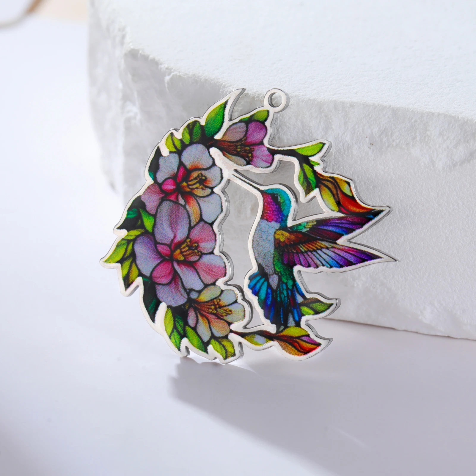 1 Stück Bunte Kolibri-Anhänger aus Edelstahl für DIY-Halsketten, Ohrringe, Schlüsselanhänger, Vogel-Tier-Accessoires, Großhandel – Detail 6