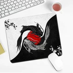 Yinyang Fish Small Mouse Pad PC Table Mat 18x22cm Computer Desk Mat Rubber Deskpad Laptop Mousepad Japanese Art Koi Mause Pads