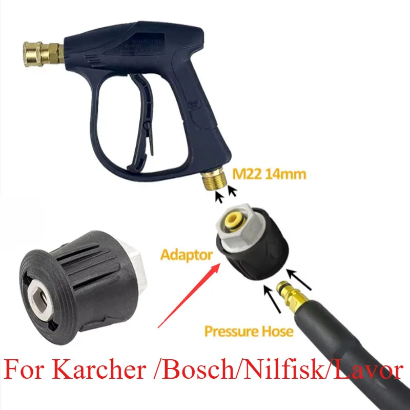 for Karcher /Bosch/Nilfisk/Lavor High Pressure Hose Adapter Connect Car Washer Outlet M22-14MM with Pressure Pipe Connector