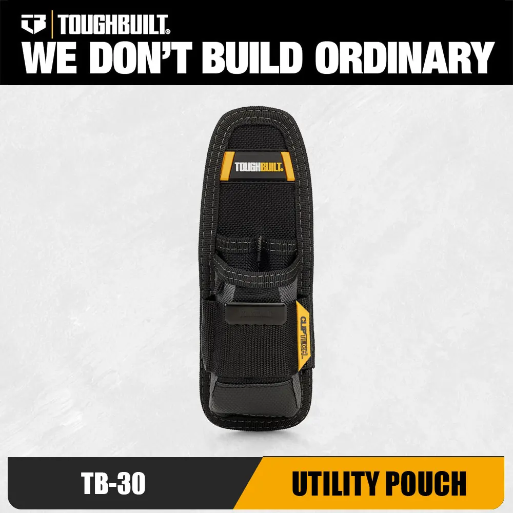 1pc TOUGHBUILT Heavy-Duty Utility Pouch with 6 Pockets & Loops, Steel Belt ClipTB-30