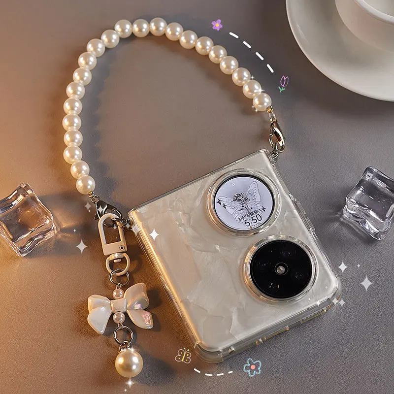 Transparent TPU Case for Huawei P50 Pocket Cute Bow Protective Cover for Huawei Pocket2 Fold Bracelet Cover Pocket S Pretty Girl