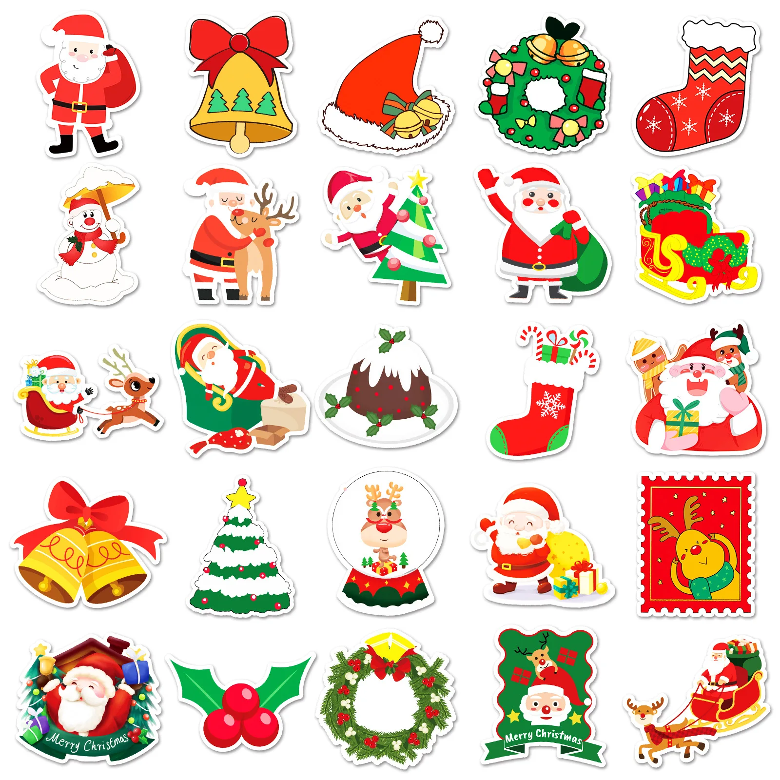 50/30/10PCS Popular Christmas Cartoon Graffiti Stickers Cute Creative Decoration Notebook Tablet Phone Case Waterproof Sticker