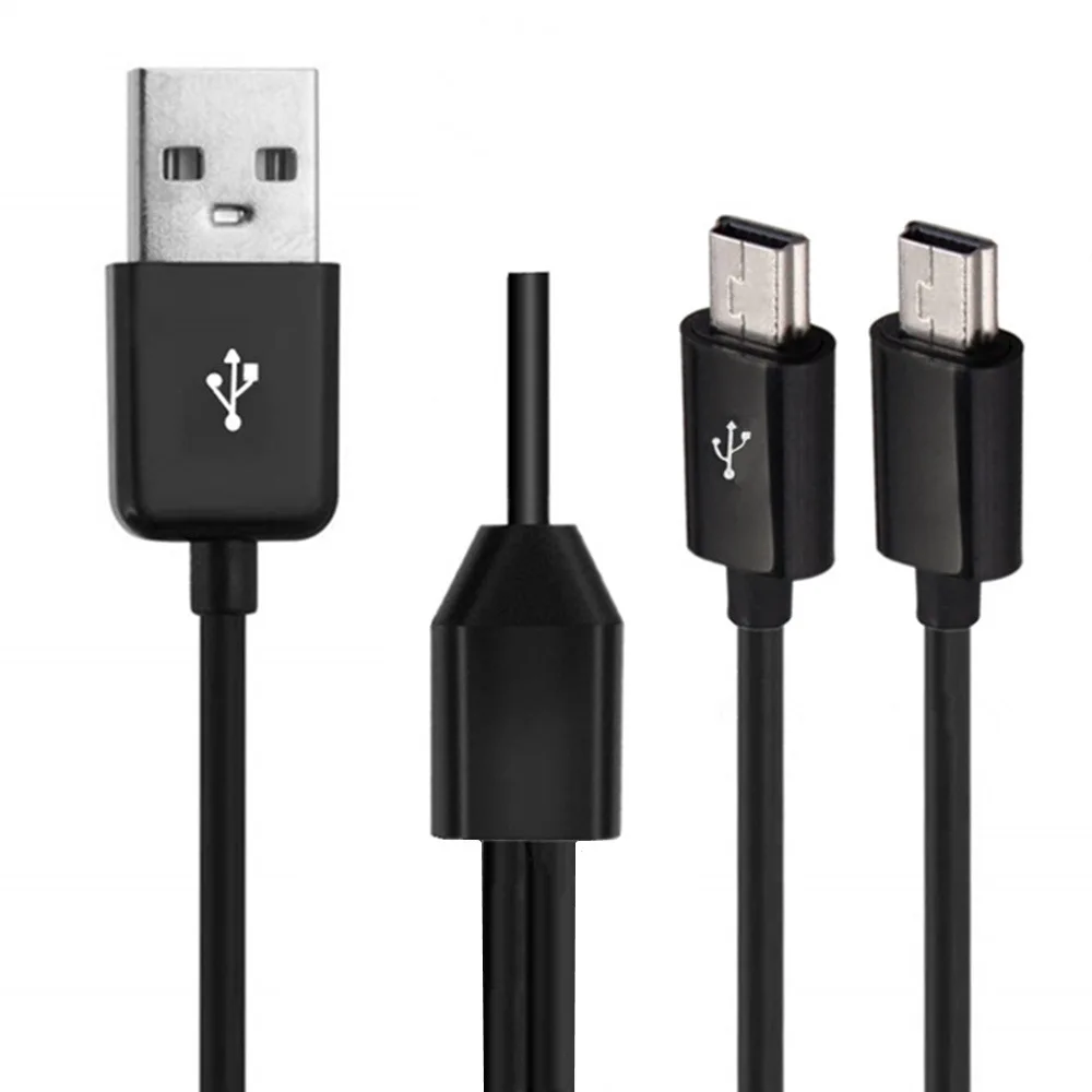 USB-папа, разделенная на две USB-кабели для зарядки Minni, мини-USB с одним разделением на две линии, кабель для зарядки данных с портом T, 1 м