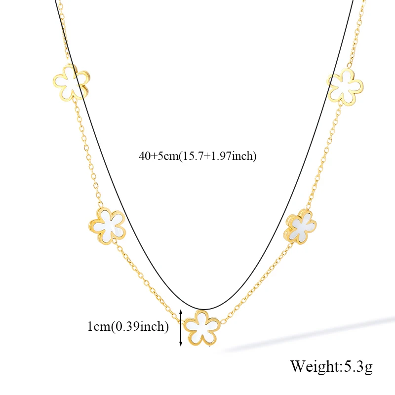 EILIECK 316L Edelstahl Weißes Blütenblatt Halskette Armband Ohrringe Set Modischer Goldfarbener Wasserdichter Schmuck Damengeschenk – Detail 6