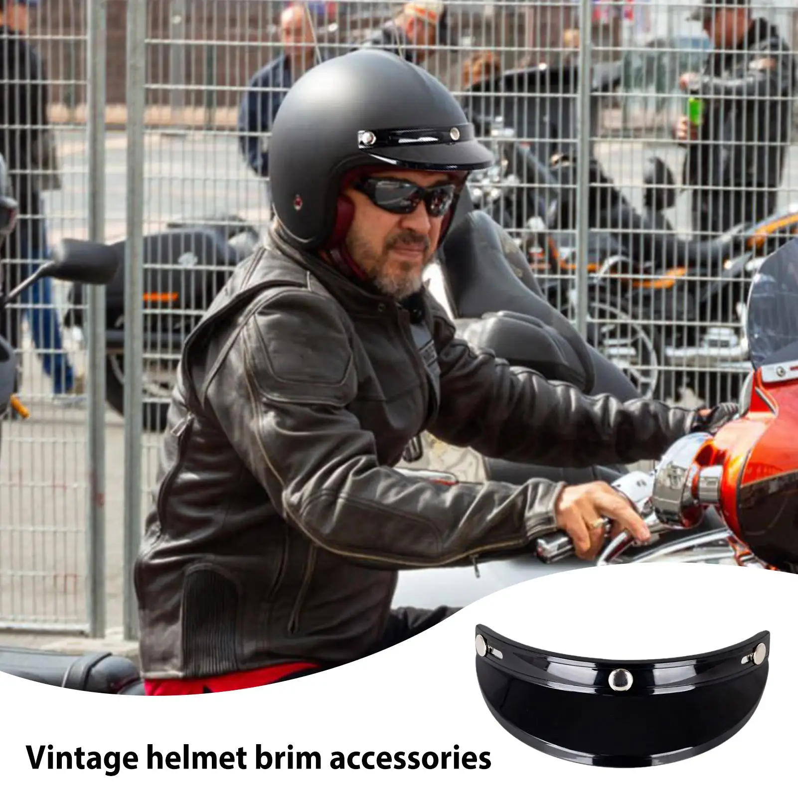 Vintage Helmet Visor Universal Sun Shade For 3/4 Helmets With 3 Buttons Halfhelmet Motorcycle Replacement Helmet Brim Parts