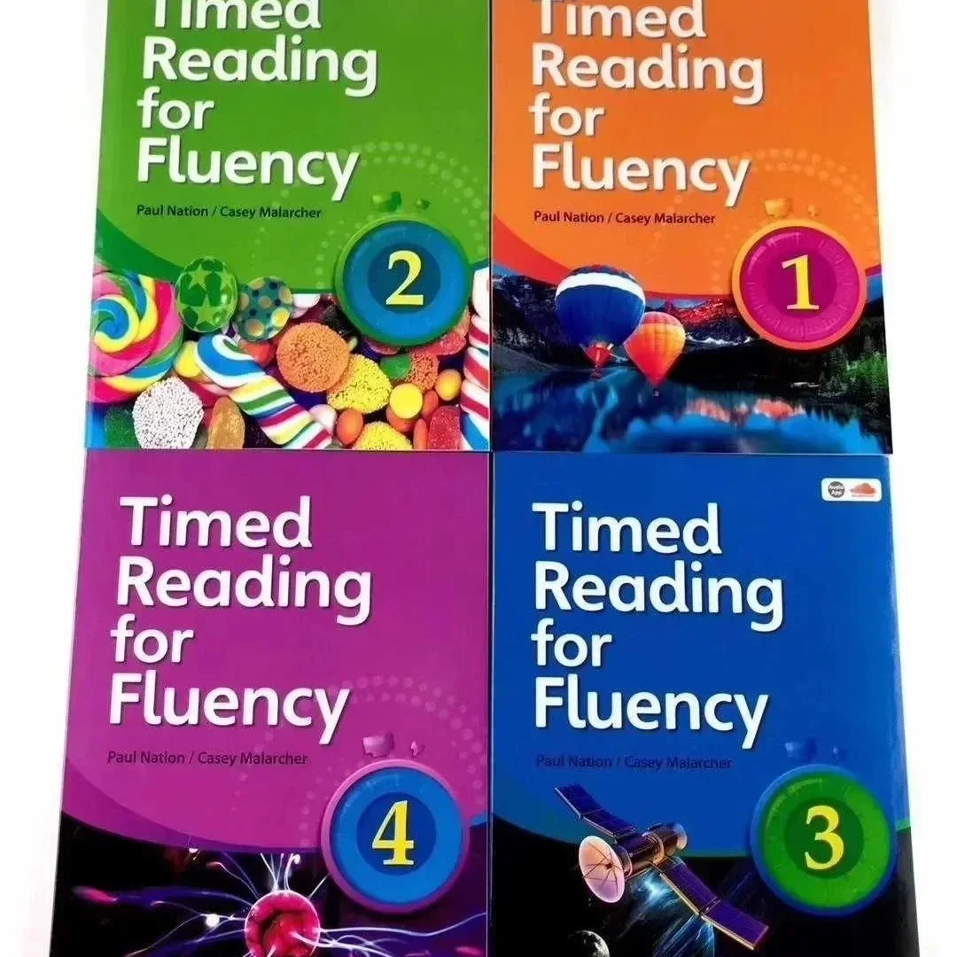 4 Books Timed Reading for Fluency Training Exercise Textbook Children Kids Language Education libros