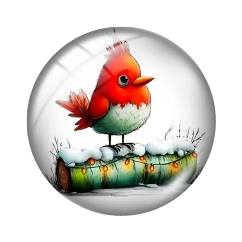 Christmas Red Bishop Bird  12/18/20/25mm glass cabochon  bracelet pendant rings for jewelry demo earrings back Making findings