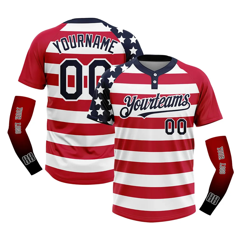 USA Flag T-Shirt Baseball Softball Jersey Casual T-shirts Adult Youth Star Stripe Tops Tees Custom Uniform for Team Club School