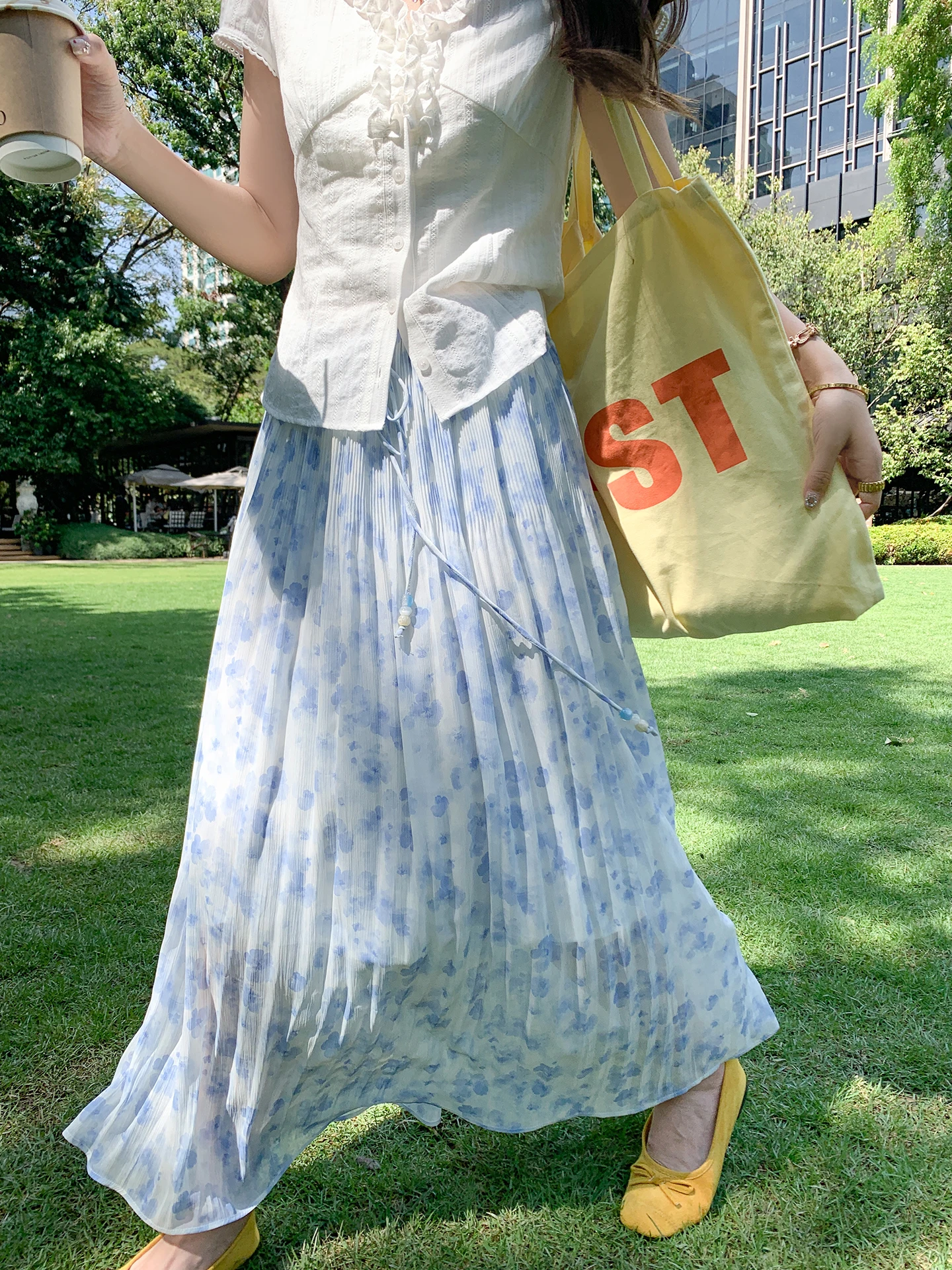 

Юбка Zeng Xiao Salt Korean Sle с цветочным принтом, женская летняя новая свободная длинная юбка А-силуэта с высокой талией, удобная для повседневной носки