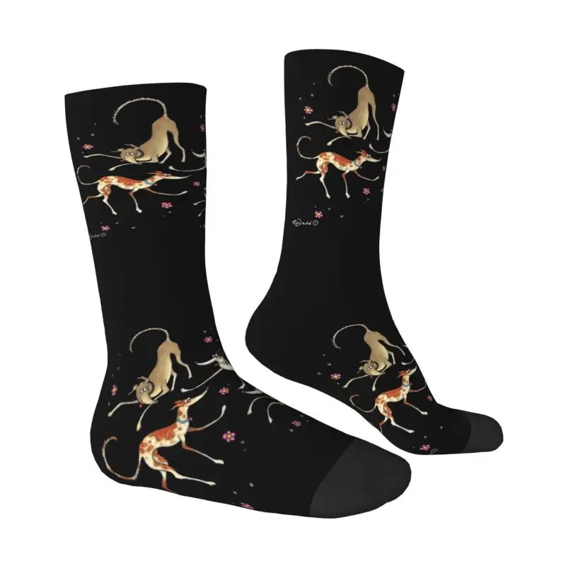 Garden Party Cute Greyhounds Lurcher Dress Socks Men Women Warm Fashion Novelty Whippet Sighthound Dog Crew Socks