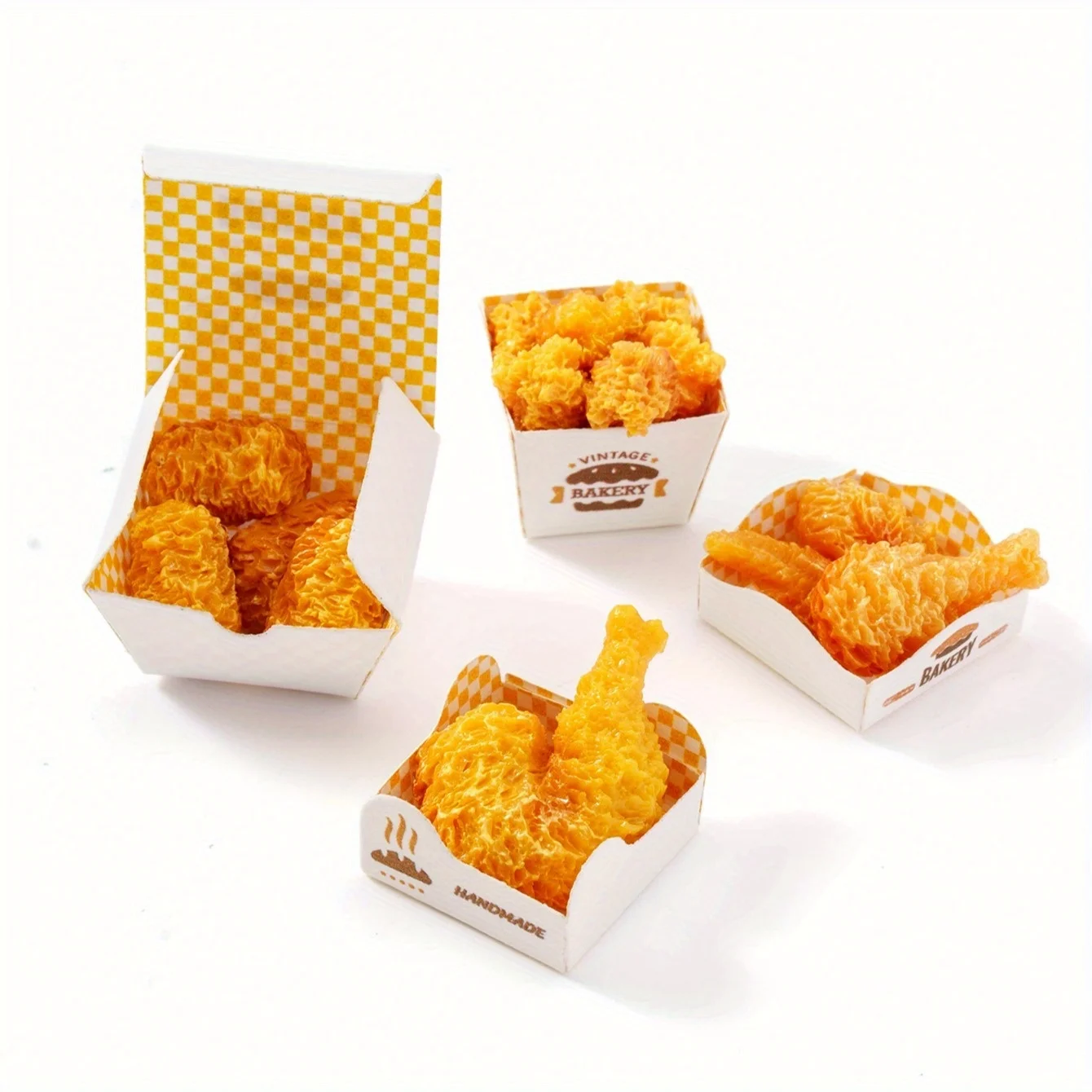 1/12 Scale Miniature Fried Chicken Set for Dollhouse | Simulated Popcorn Chicken, Nuggets, Legs & Wings Decor