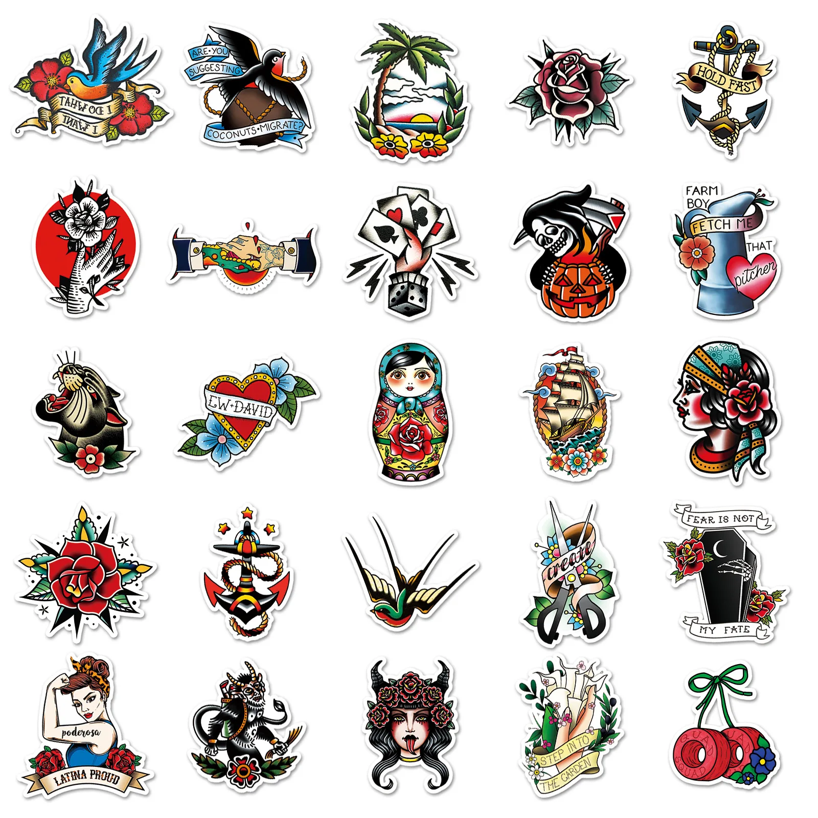 

10/50PCS Tattoo Fashion Sticker Cartoon Cool Graffiti Waterproof Decal Toy Gift for Skateboard Motorcycle Helmet Bicycle Desk