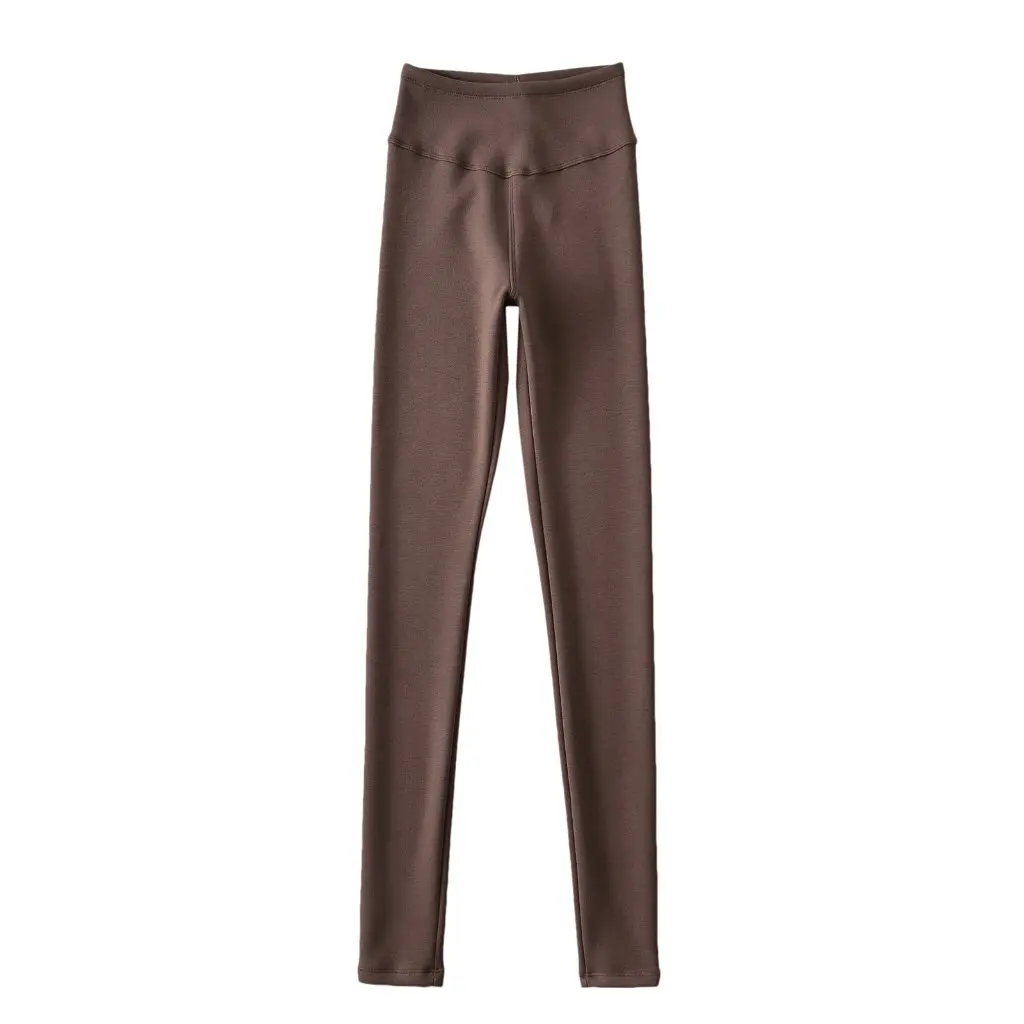 

Women's Fleece-Lined High-Waist Stretch Leggings Autumn Winter High-Grade Outer Wear Slim Warm Casual Pants