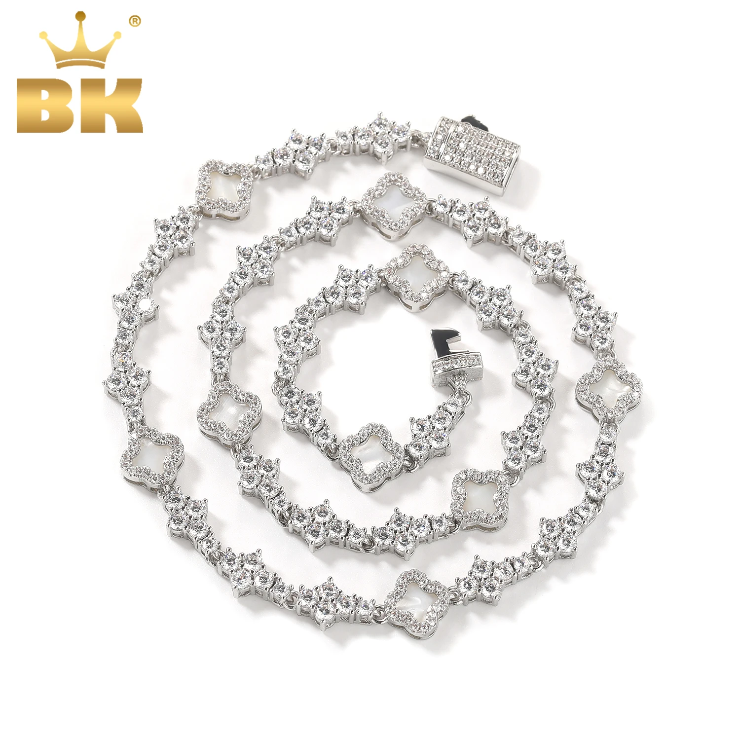 

THE BLING KING Honeycomb Tennis Chain Necklace With Colorful Acrylic Clover Iced Out Cubic Zirconia Bracelet Gift Hiphop Jewelry