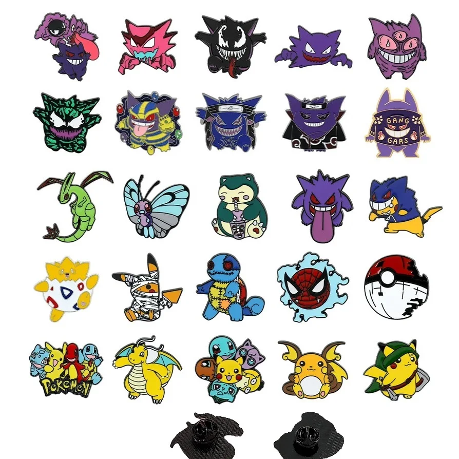 

Anime Pikachu Gengar Pokemon Enamel Pin Brooches For Lapel Pins Badge on decor DIY Backpack Clothes Metal Badge Fashion Gifts