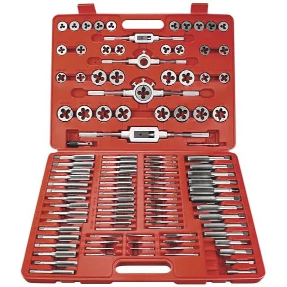 

110 Piece Tap and Die Set SAE & Metric Threading Tool Kit with Storage Case, Industrial Steel, Precision CNC Machined