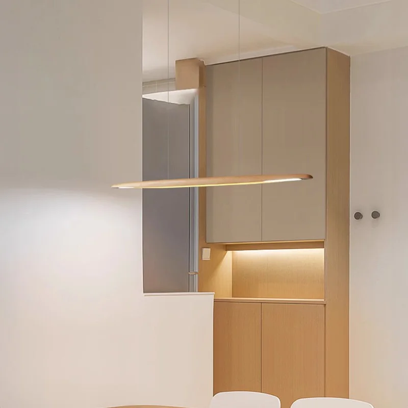 الجوز الخشب الخطي قلادة LED تركيب المصابيح غرفة الطعام ضوء أضواء الجزيرة لغرفة الطعام المطبخ جزيرة طاولة بلياردو #4