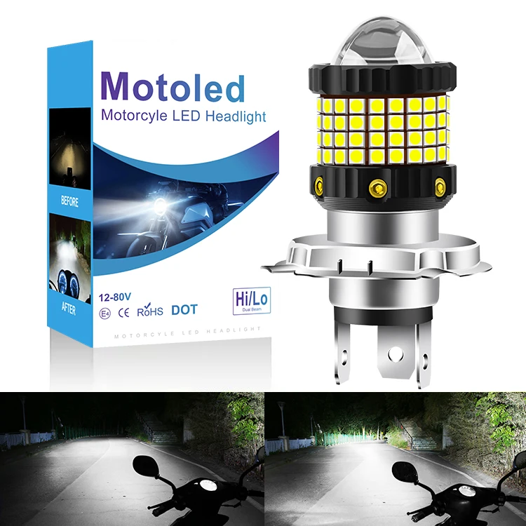 

1X H4 BA20D H6 P15D LED Motorcycle Headlight Dual Color White Yellow Hi Lo Beam Lens Fog Lamp for Motobike Scooter Running Light