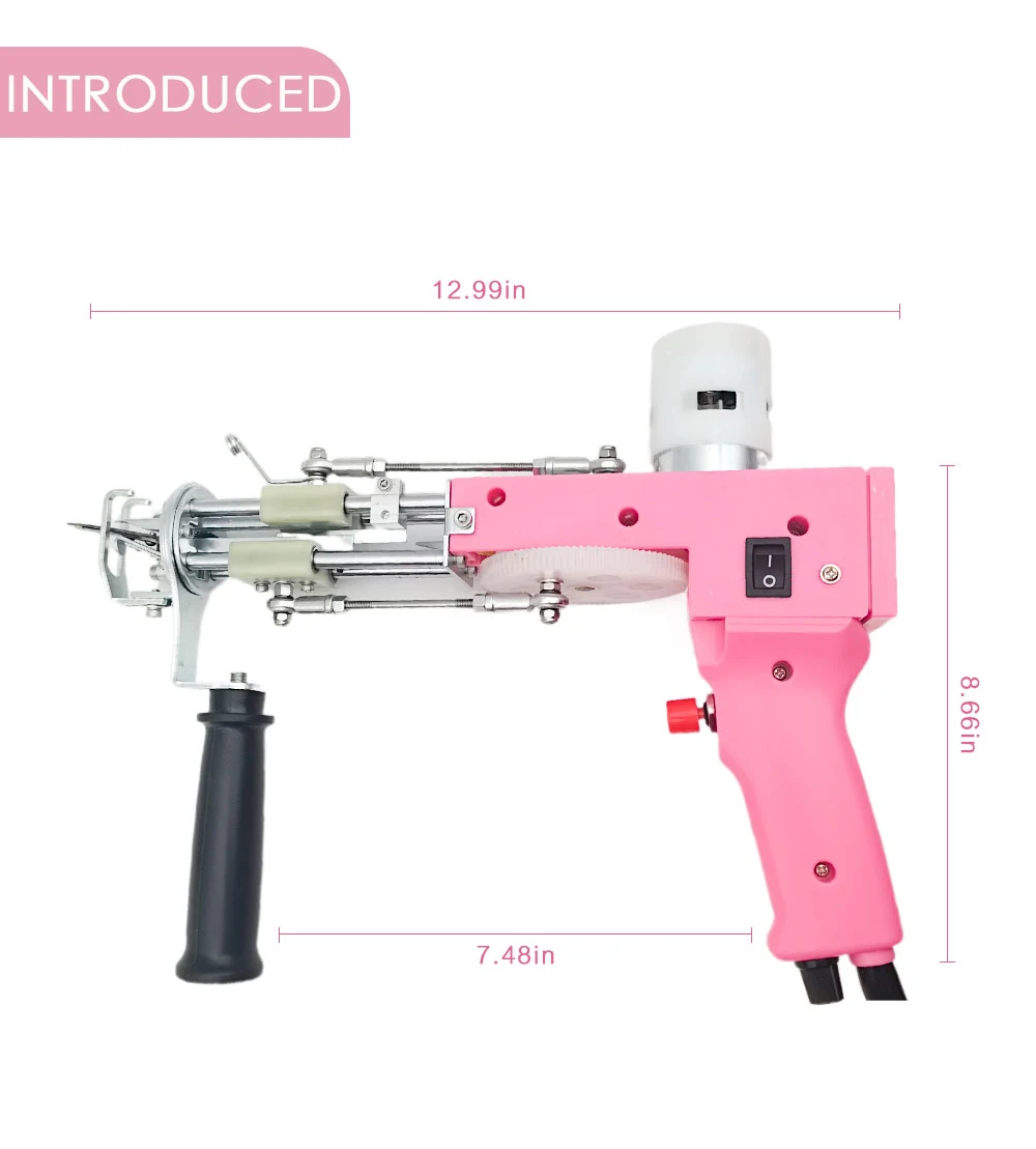 2 In 1 Electric Carpet Tufting Gun Loop Pile Cut Pile Starter Kit Hand Gun Carpet Weaving Flocking Machines Tufting Rug Gun Tool