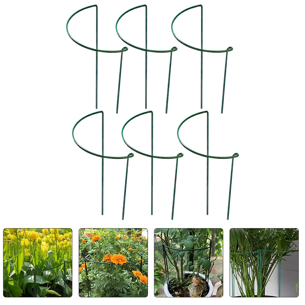 

6Pcs Plant Support Rack Metal Climbing Trellis Semi Circle 21x35cm Garden Plant Holder Indoors Vine Climbing Frame