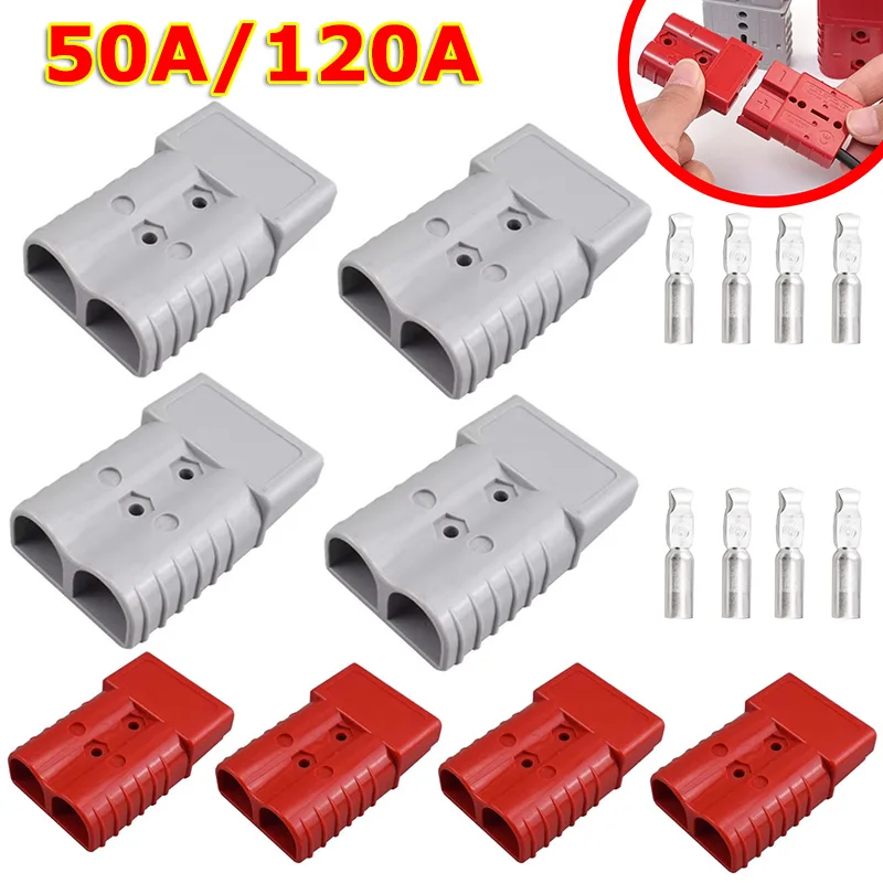 Image of 2/4 Stück Batterieladeanschluss 50A 120A AMP 600V Hochstrom-Schnellsteckverbinder für Kabelanschluss Batterie-Stromversorgung Solarkabel