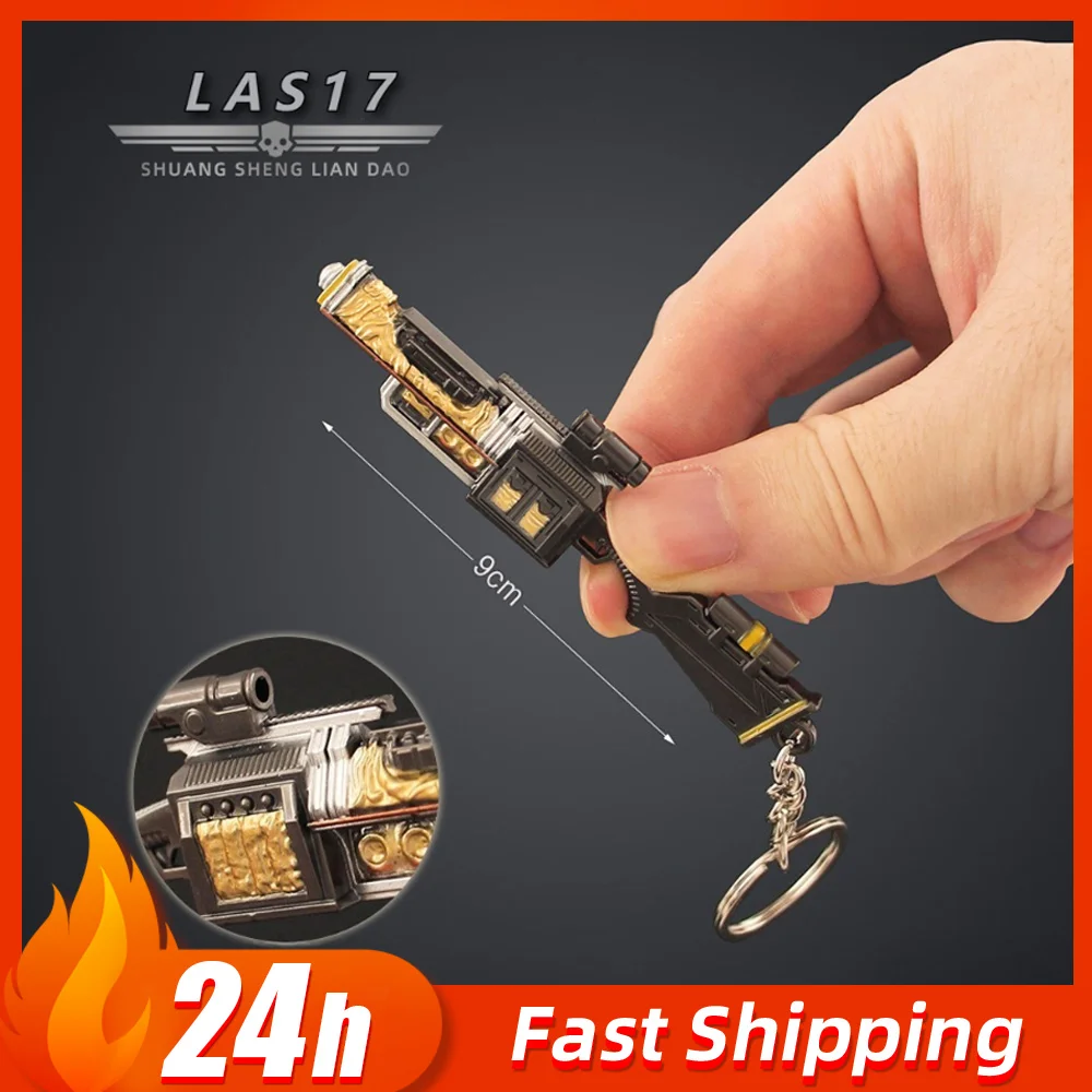 

Helldivers 2 Mini LAS17 Dual Blades Scythe Pistol Keychain Game Peripherals Toy Gun Model Metal Backpack Accessory Gift for Boys
