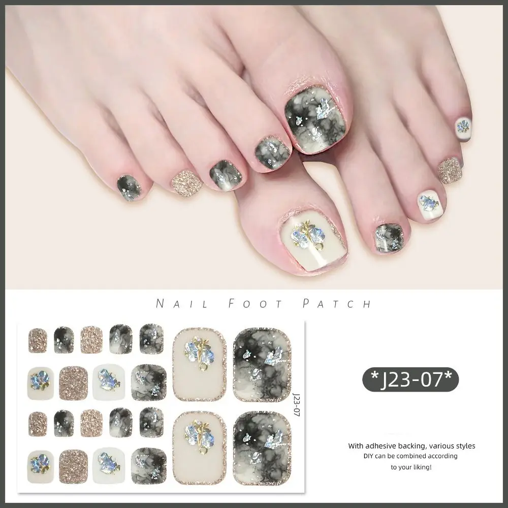 Removable Foot Nail Stickers Fashion Exquisite Toe Nail Sticker White Flash 22 Foot Nail Supplies And Manicure Tools Foot Toe
