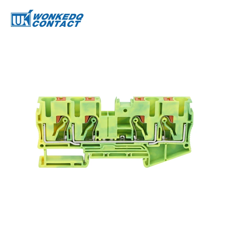 PT6-QU-PE Grounding Terminal Block on Din Rail Earth Ground Electrical 6mm Yellow/Green Wires Connector PT 6-Quattro-PE