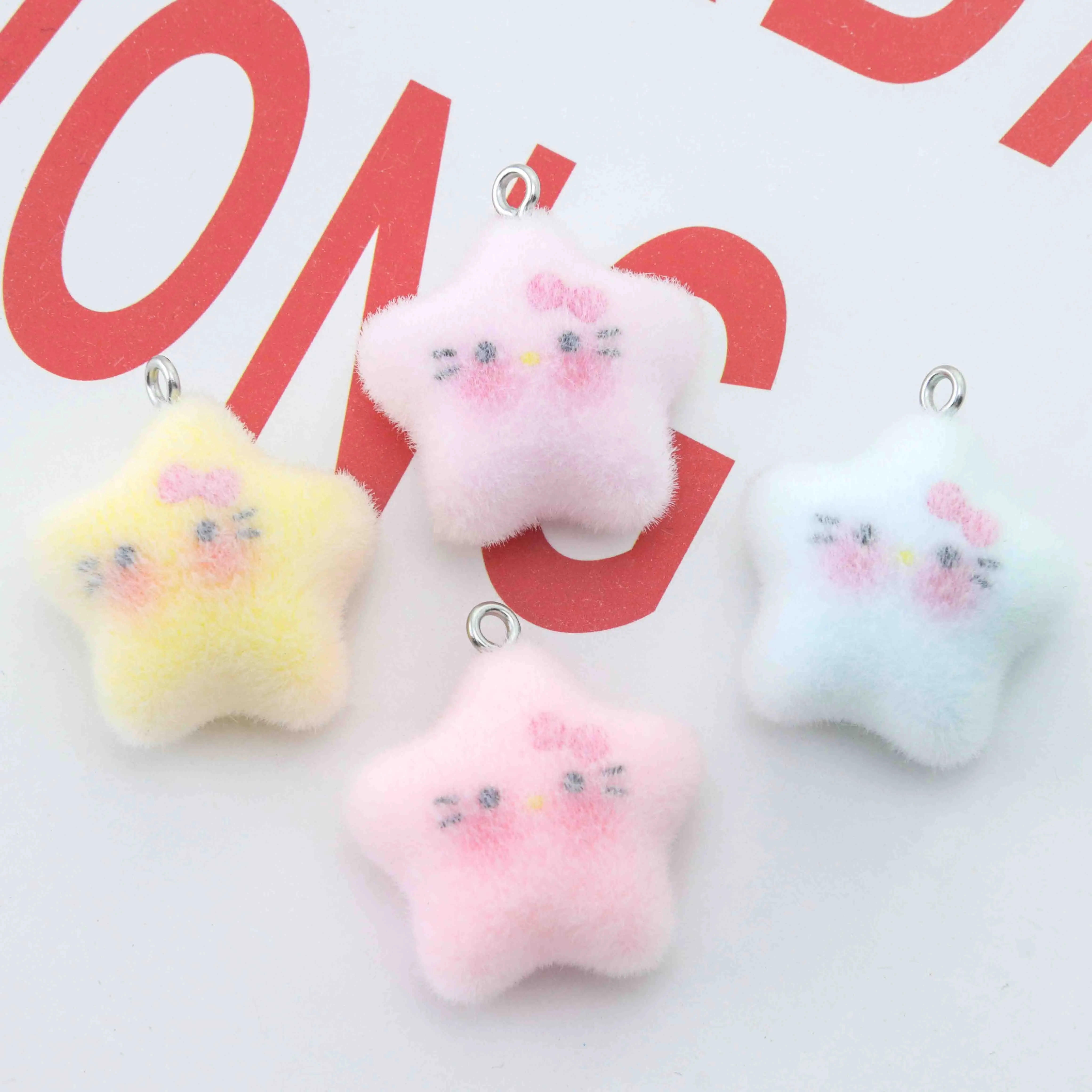 Pendentif étoile en résine floquée, 10 pièces, porte-clés pour la fabrication de bijoux, sac de téléphone portable, collier, Bracelet, accessoires pendentif