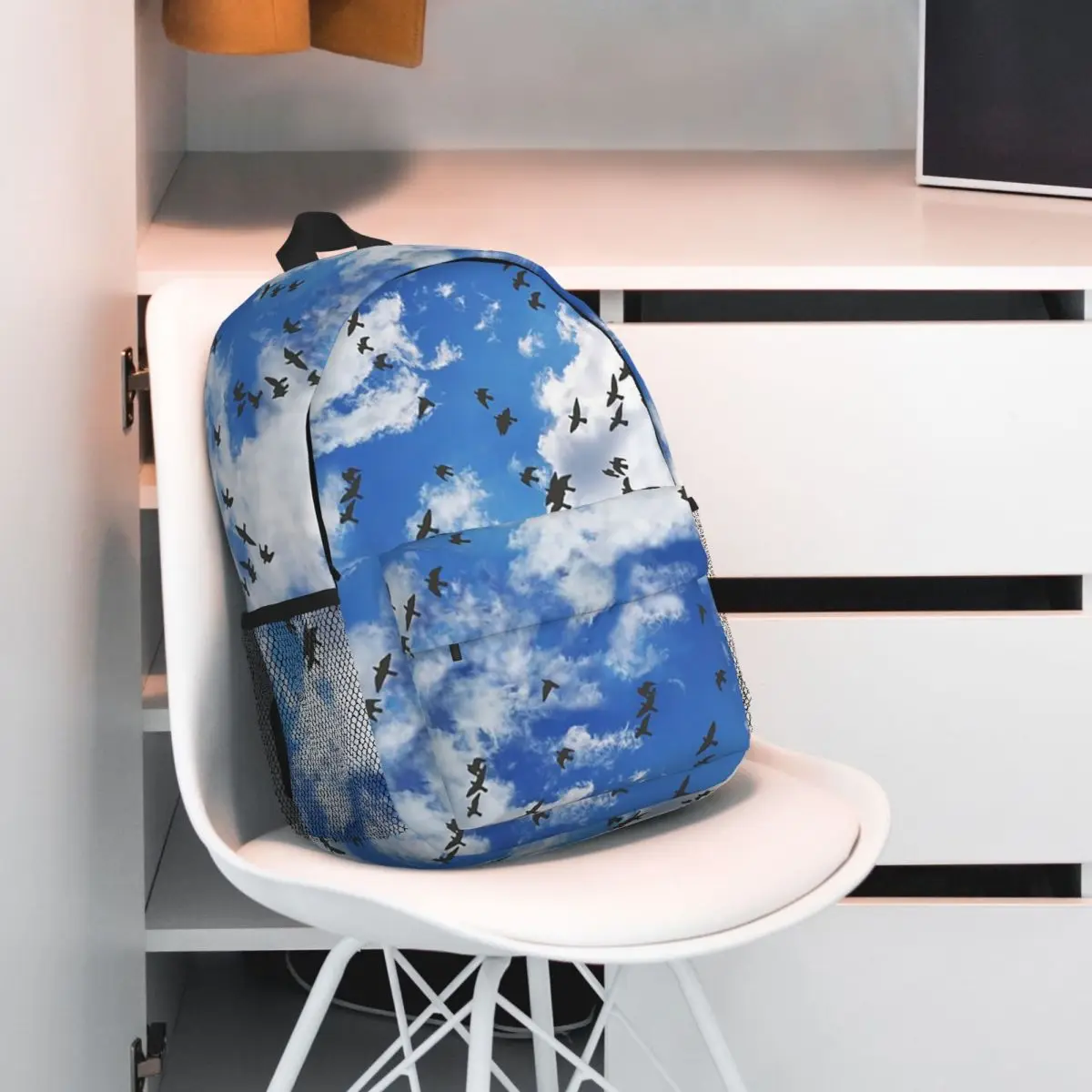 Blue Sky Clouds And Seagulls Print Backpack Student BookBag Children School Bag Computer Shoulder Bags for Boys Girls