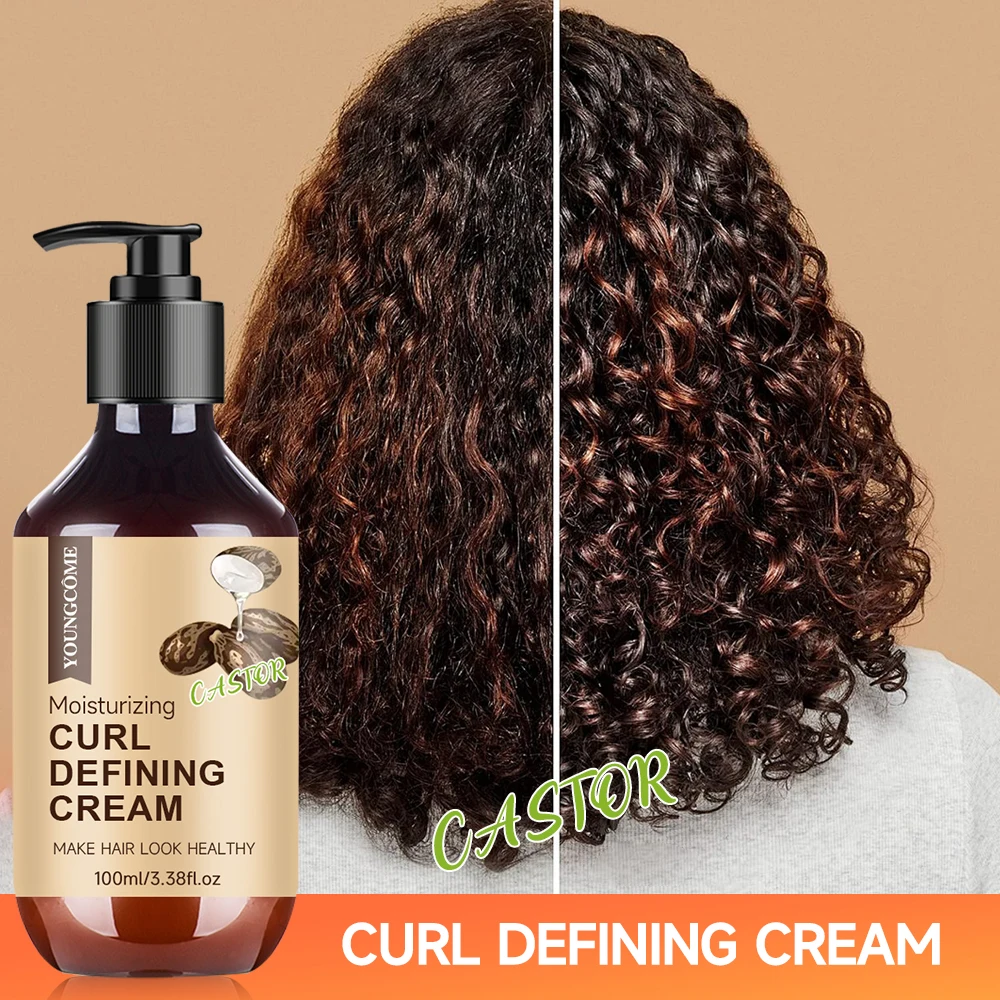 Castor Oil Curl Activator Cream - Defined Coily/Wavy Hair, Humidity Resistance, Non-Greasy Formula, Safe for Color-Treated Hair view 4