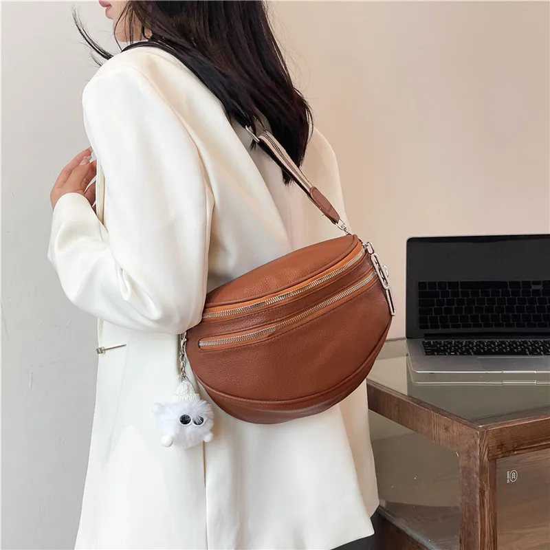 جلد ناعم السيدات السرج حقيبة Crossbody المألوف المرأة حقيبة صدر للرجال عالية الجودة الخصر حقيبة 2026 نموذج جديد حقيبة كتف محفظة