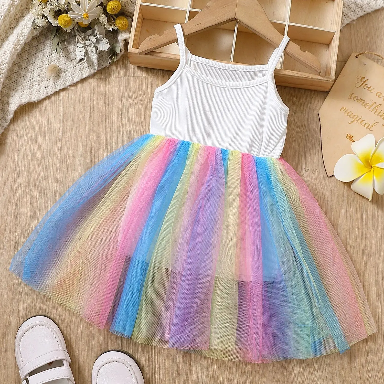 Baby Girl Rainbow/Black Dress Summer Sleeveless Dress Princess Dress Daily Wear or Party Wear Evening Dress