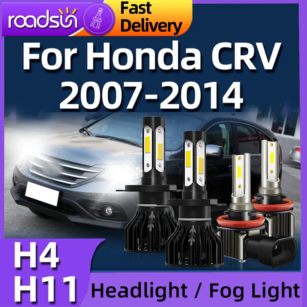 

Roadsun 2/4PCS LED Headlight H4 Fog Lamp H11 6000K CSP COB Chip Fit For Honda CRV 2007 2008 2009 2010 2011 2012 2013 2014