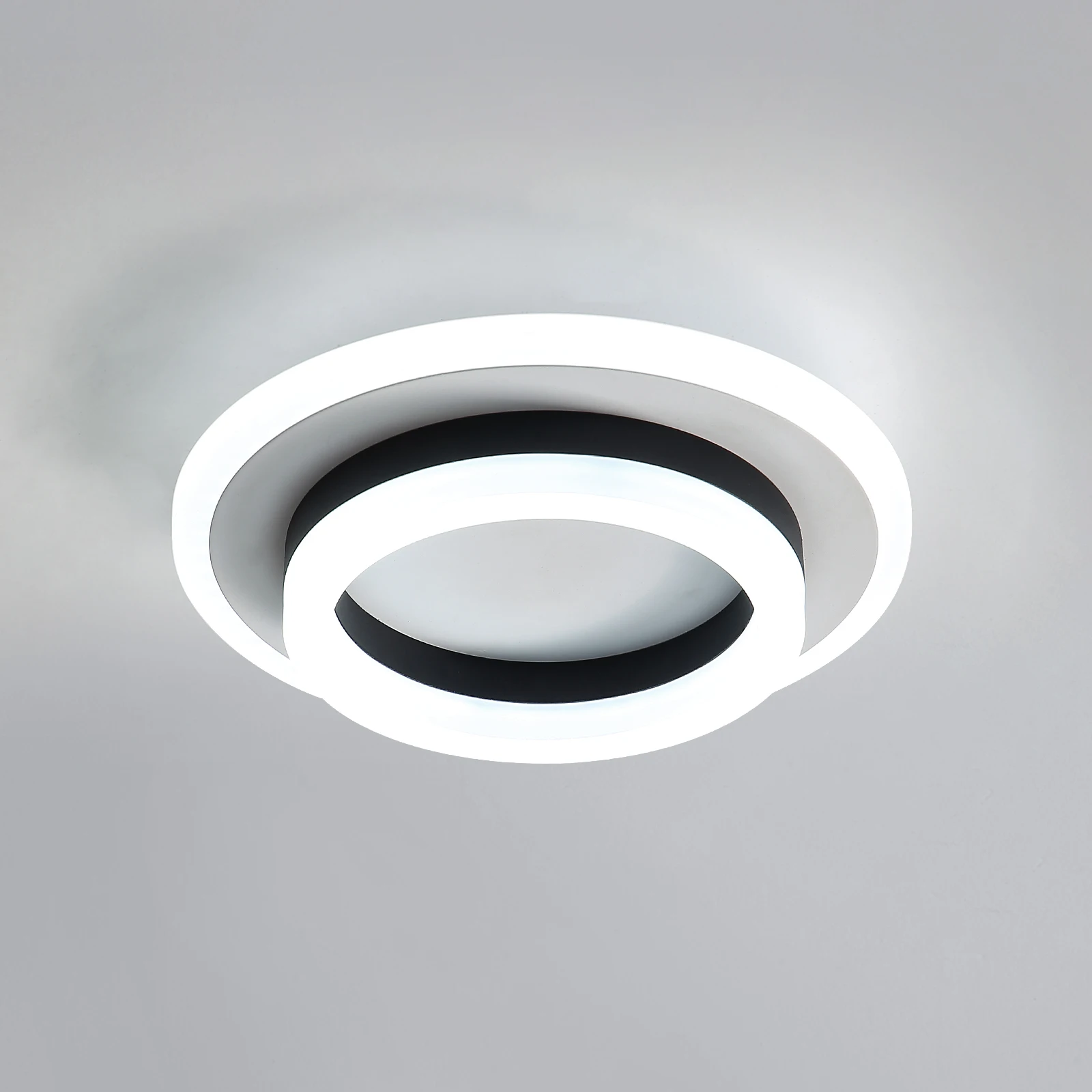 Luz de techo redonda LED de 24W, montaje empotrado blanco moderno, lámpara de techo de aluminio y acrílico para dormitorio, sala de estar, cocina