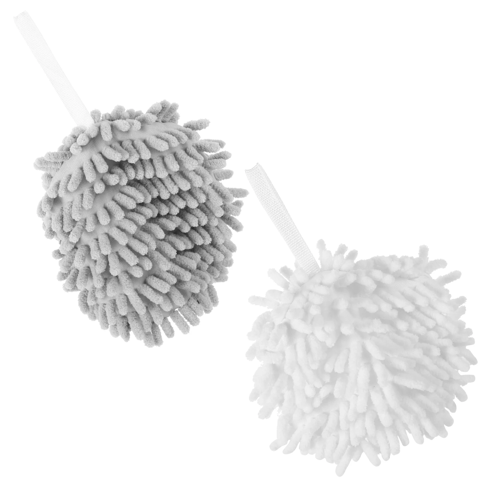 

2pcs Chenille Hand Ball Quick Dry Bath Kitchen Towels Hanging Loop Multi-Use Wipe Towel Towel Balls For Bathroom Home