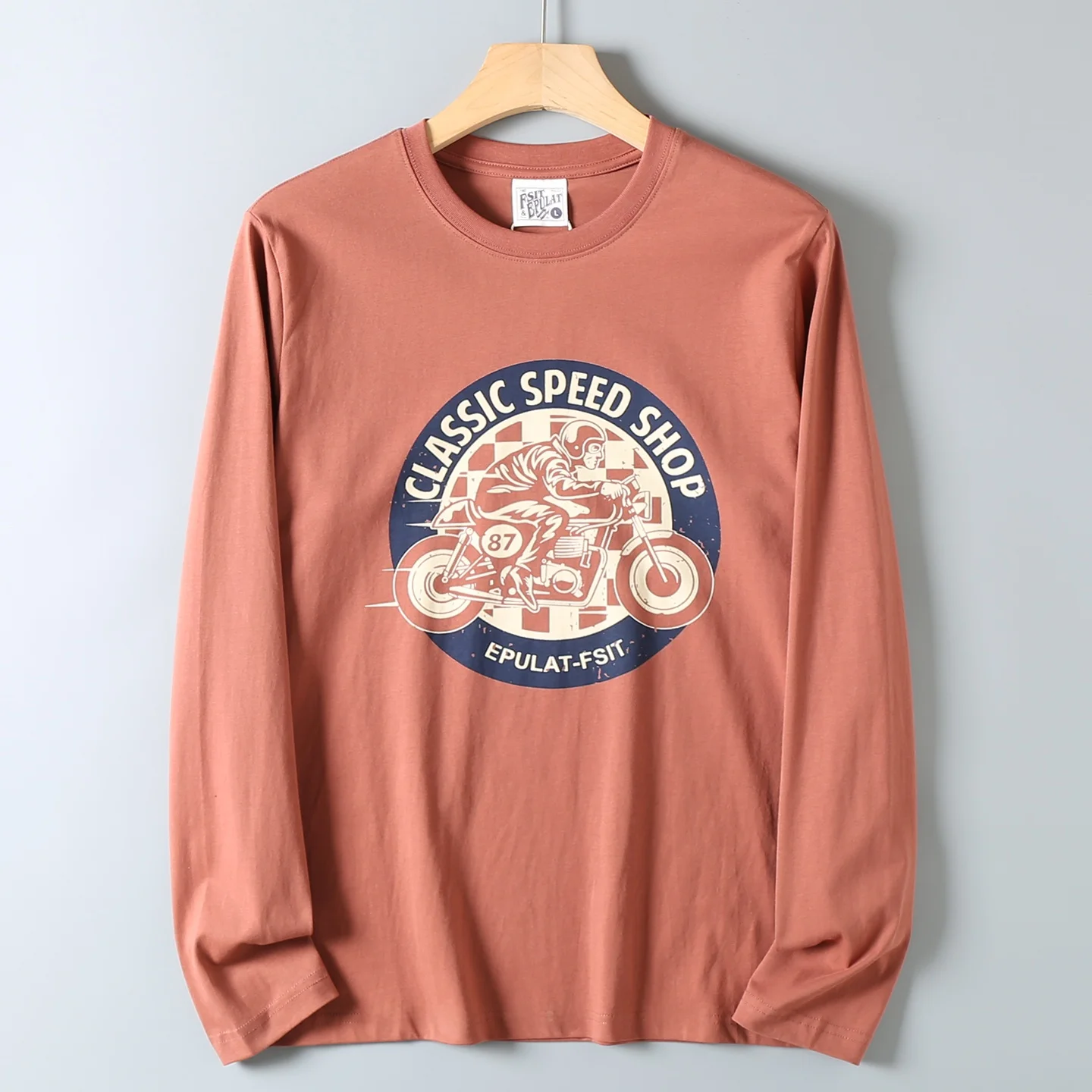

Soft Pure Cotton Long Sve T-irt Men's Casual Printed Comfortable Breathable Motorcycle Theme Streetwear Spring Autumn